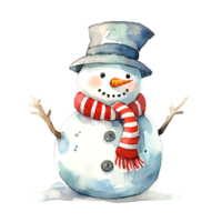 AI generated Watercolor Christmas Snowman. Clipart. AI generated. png