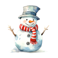 ai generado acuarela Navidad muñeco de nieve. clipart. ai generado. png