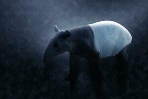 Malayan tapir in the rains. photo