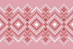 Pink Cross stitch colorful geometric traditional ethnic pattern Ikat seamless pattern border abstract design for fabric print cloth dress carpet curtains and sarong Aztec African Indian Indonesian vector