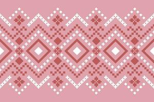 Pink Cross stitch colorful geometric traditional ethnic pattern Ikat seamless pattern border abstract design for fabric print cloth dress carpet curtains and sarong Aztec African Indian Indonesian vector