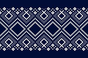 Indigo navy blue geometric traditional ethnic pattern Ikat seamless pattern border abstract design for fabric print cloth dress carpet curtains and sarong Aztec African Indian Indonesian vector