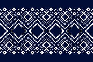 Indigo navy blue geometric traditional ethnic pattern Ikat seamless pattern border abstract design for fabric print cloth dress carpet curtains and sarong Aztec African Indian Indonesian vector