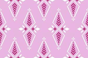 Pink traditional ethnic pattern paisley flower Ikat background abstract Aztec African Indonesian Indian seamless pattern for fabric print cloth dress carpet curtains and sarong vector