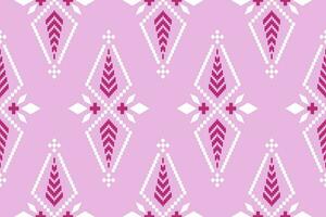 Pink traditional ethnic pattern paisley flower Ikat background abstract Aztec African Indonesian Indian seamless pattern for fabric print cloth dress carpet curtains and sarong vector