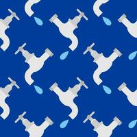 water tap seamless pattern vector illustration. falling water drop icon isolated seamless pattern on blue background.
