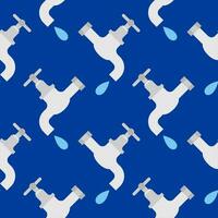 water tap seamless pattern vector illustration. falling water drop icon isolated seamless pattern on blue background.