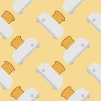 seamless pattern with cute toaster and toast cartoon style. Home appliances theme toaster cartoon seamless pattern background. vector