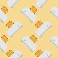 seamless pattern with cute toaster and toast cartoon style. Home appliances theme toaster cartoon seamless pattern background. vector