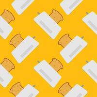 seamless pattern with cute toaster and toast cartoon style. Home appliances theme toaster cartoon seamless pattern background. vector