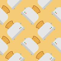 seamless pattern with cute toaster and toast cartoon style. Home appliances theme toaster cartoon seamless pattern background. vector