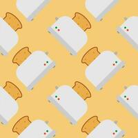 seamless pattern with cute toaster and toast cartoon style. Home appliances theme toaster cartoon seamless pattern background. vector