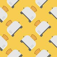seamless pattern with cute toaster and toast cartoon style. Home appliances theme toaster cartoon seamless pattern background. vector