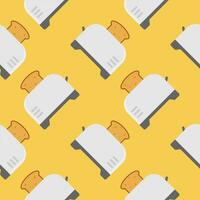 seamless pattern with cute toaster and toast cartoon style. Home appliances theme toaster cartoon seamless pattern background. vector