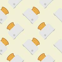 seamless pattern with cute toaster and toast cartoon style. Home appliances theme toaster cartoon seamless pattern background. vector