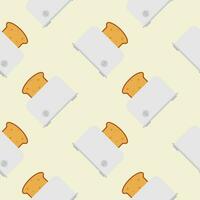 seamless pattern with cute toaster and toast cartoon style. Home appliances theme toaster cartoon seamless pattern background. vector