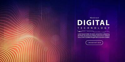 Digital technology futuristic big data blue orange background, cyber nano information, abstract communication, Ai innovation future tech data, internet network speed connection, line dot illustration vector