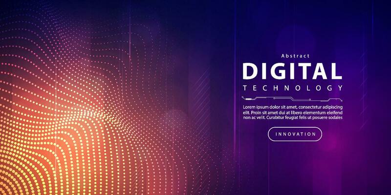 Digital technology futuristic big data blue orange background, cyber nano information, abstract communication, Ai innovation future tech data, internet network speed connection, line dot illustration