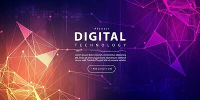 digital tecnología futurista grande datos naranja púrpura fondo, ciber nano información, resumen comunicación, ai innovación futuro tecnología datos, Internet red velocidad conexión línea punto ilustración vector
