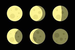 Moon phases transition sequence vector illustration