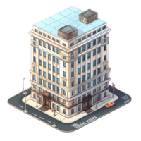 AI generated Watercolor of isometric building. Isolated no background Generative Ai png