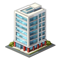 AI generated Watercolor of isometric building. Isolated no background Generative Ai png