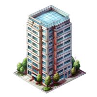 AI generated Watercolor of isometric building. Isolated no background Generative Ai png