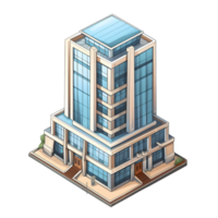 AI generated Watercolor of isometric building. Isolated no background Generative Ai png