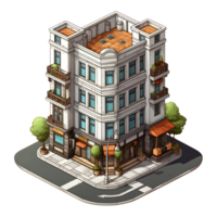 AI generated Watercolor of isometric building. Isolated no background Generative Ai png