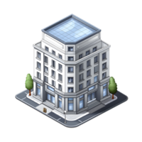 AI generated Watercolor of isometric building. Isolated no background Generative Ai png