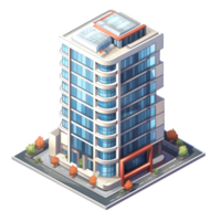 AI generated Watercolor of isometric building. Isolated no background Generative Ai png