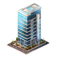 AI generated Watercolor of isometric building. Isolated no background Generative Ai png