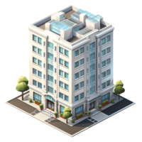 AI generated Watercolor of isometric building. Isolated no background Generative Ai png