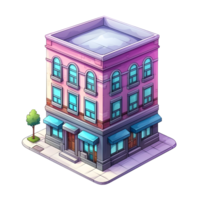 AI generated Watercolor of isometric building. Isolated no background Generative Ai png