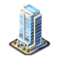 AI generated Watercolor of isometric building. Isolated no background Generative Ai png