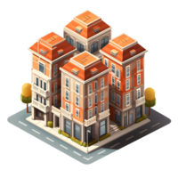 AI generated Watercolor of isometric building. Isolated no background Generative Ai png