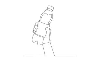 A hand holding a bottle of clean water vector