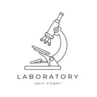 Microscope laboratory science logo, monoline style logo, Consider incorporating a stylized, clean and minimalist design vector