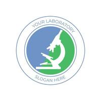 Microscope laboratory science logo, blue, green and circle  Consider incorporating a stylized, clean and minimalist design vector