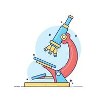 Cute cartoon microscope, flat carton design style, blue, red, and yellow color isolated by white, good for resource design, asset design, element design, children books vector