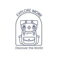 Backpack Explore adventure Minimalist monoline art logo style, simple modern estate logo, vector template for your brand
