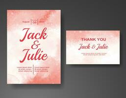 Wedding invitation with abstract watercolor background vector