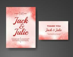 Wedding invitation with abstract watercolor background vector