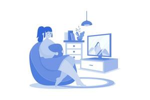 Girl watching the movie Illustration concept on a white background vector