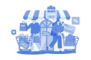 negro viernes compras ilustración concepto en un blanco antecedentes vector