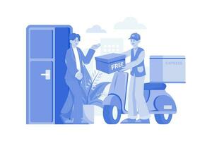 Man getting free product delivery vector