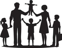 family silhouette isolated over white background editable vector illustration