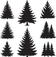 silueta sólido vector icono conjunto de Navidad árbol, Navidad árbol, abeto árbol, tannenbaum, hojas perennes, conífera, pino árbol, fiesta árbol, festivo árbol, decorado árbol, estacional árbol.