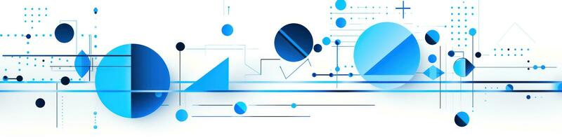 ai generado azul blanco mínimo círculos y líneas geométrico resumen bandera. generativo ai foto
