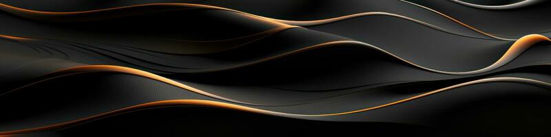 AI generated Golden and black smooth liquid waves abstract background. Generative AI photo